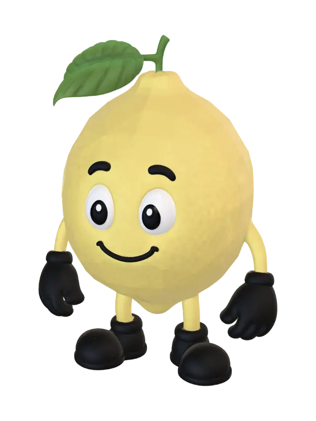 Lemon Buddy 3D model, vytvořený pomocí AI