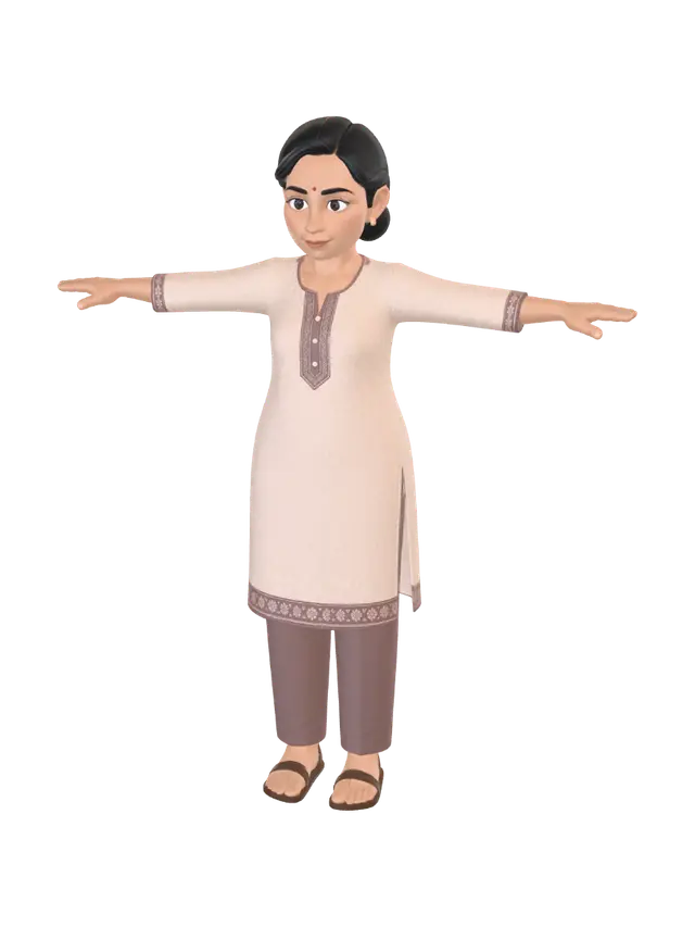 T-Pose Grandma 3D model, vytvořený pomocí AI