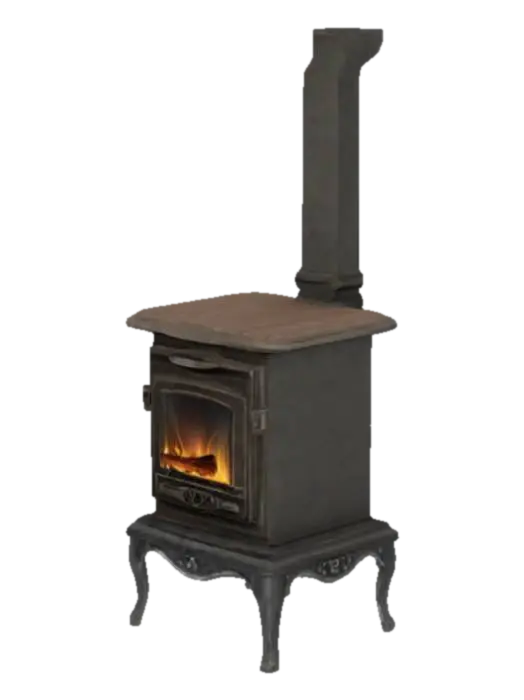 wood burning stove, fireplace 3D model, vytvořený pomocí AI