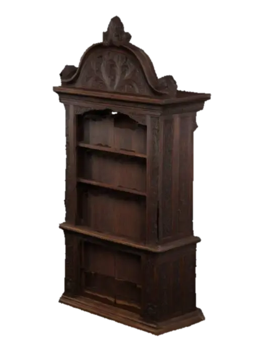 dark brown ornate wooden book case - Darkbrown 3D model, vytvořený pomocí AI