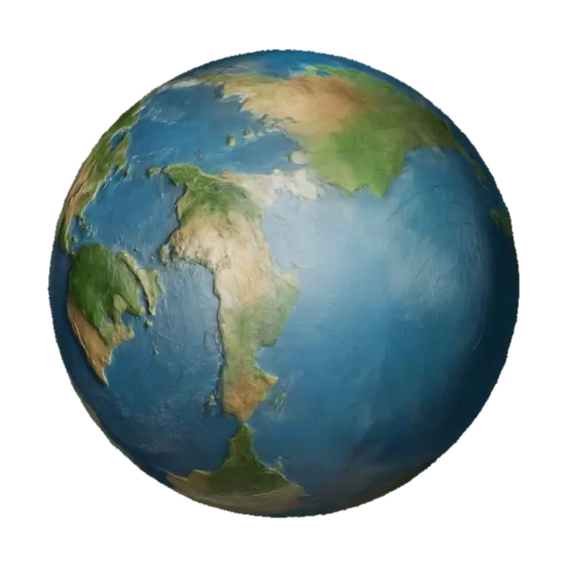 create a detailed model of the earth. A globe. include all the continents. 3D model, vytvořený pomocí AI