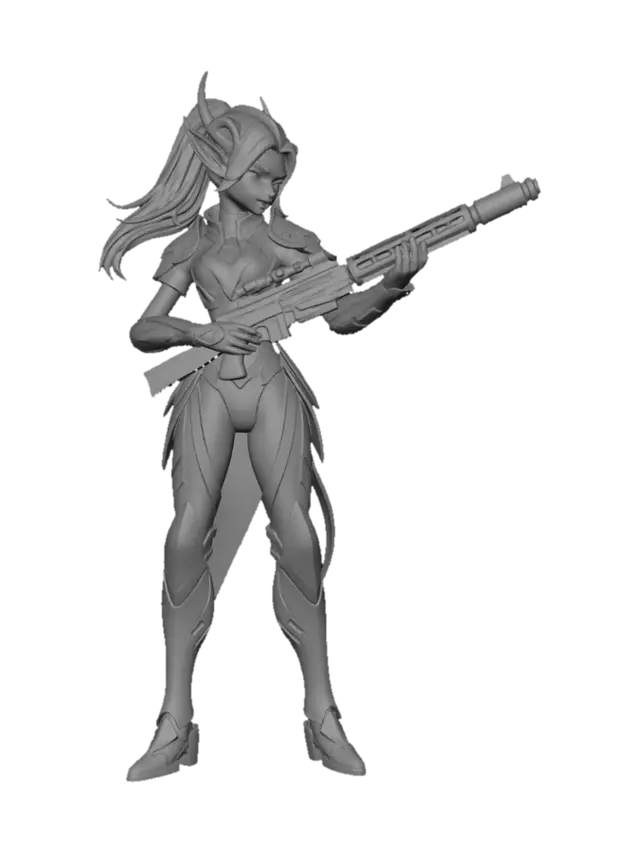 3D model for Space elf similar to eldars with rifle shooting, 15mm