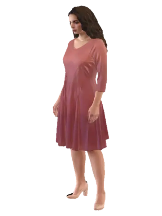 Dusty Rose A-Line Dress - Fat 3D model, vytvořený pomocí AI
