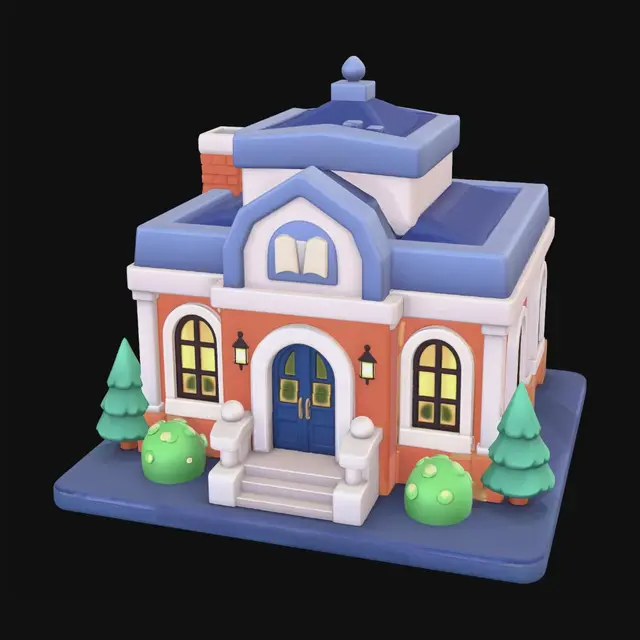 3D model for Blue Roof Library