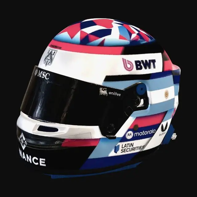 3D model for Multicolored Racing Helmet with Sponsor Logos