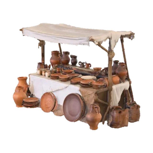 Pottery Market Display - Arts 3D model, vytvořený pomocí AI