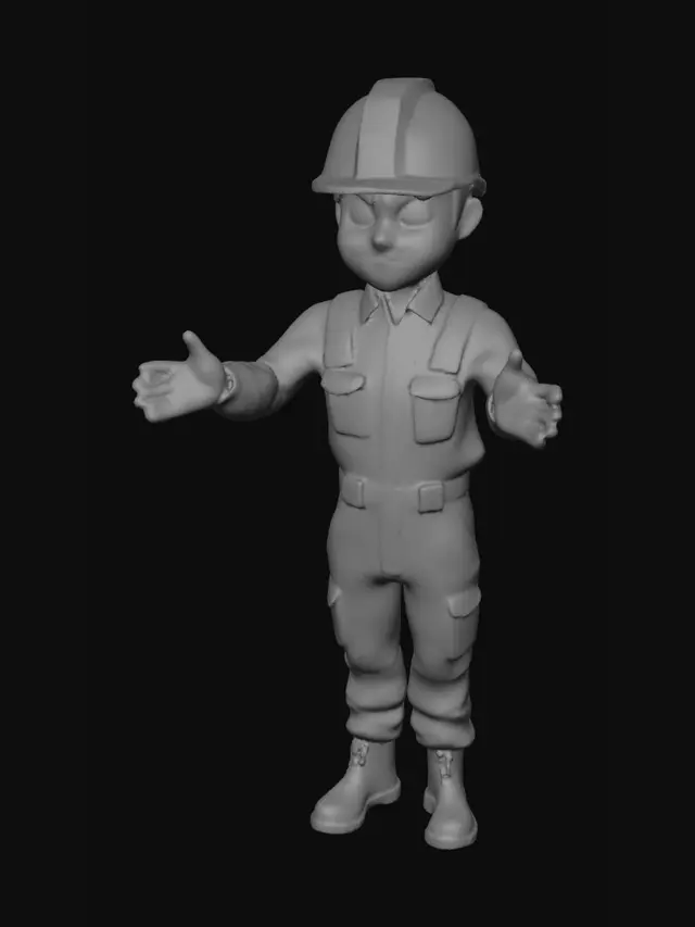 3D model for make a cartoonish factory worker stylized