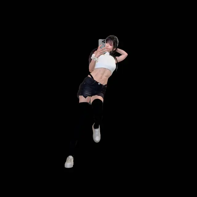 3D model for Selfie in a White Knit Crop Top