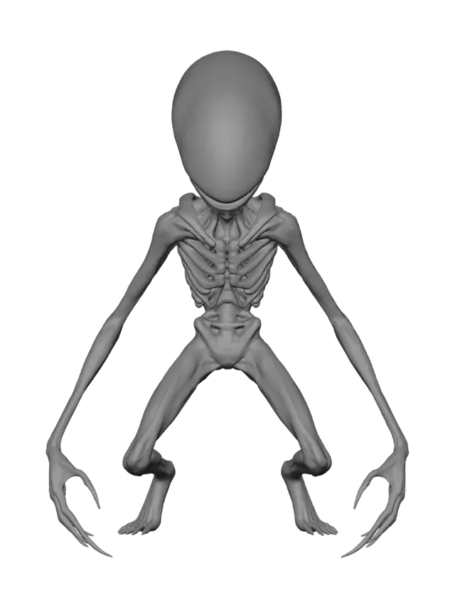 3D model for 안쪽에서 빨간 빛이 나오는 검은색 외계인