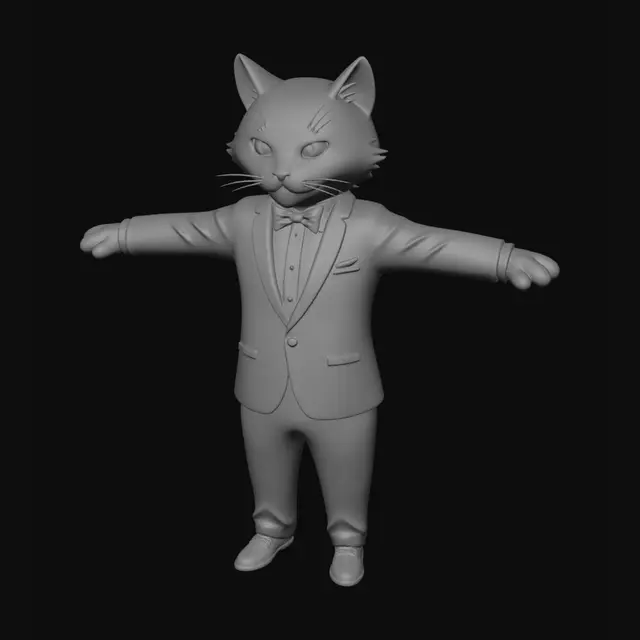 3D model for Tuxedo Cat Blueprint
