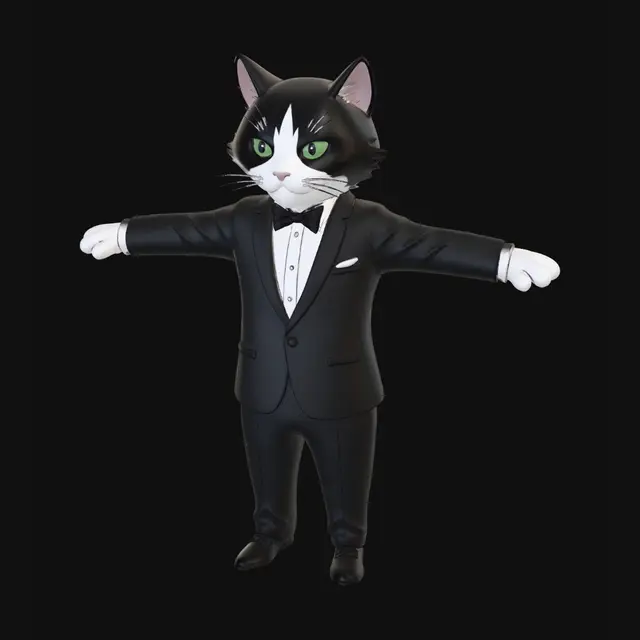3D model for Tuxedo Cat Blueprint