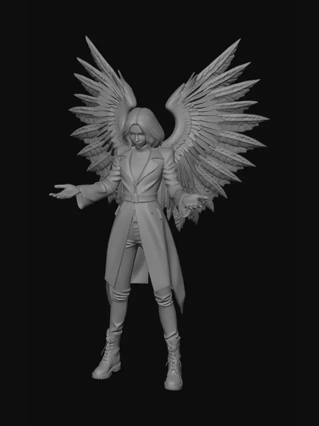 3D model for Create a beautiful female angel wearing urban gothic attire