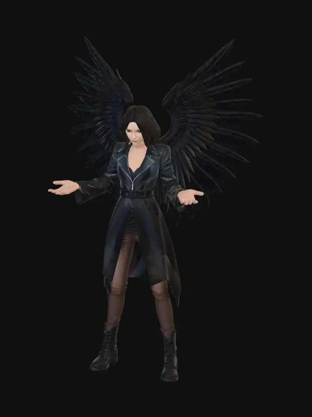3D model for Create a beautiful female angel wearing urban gothic attire