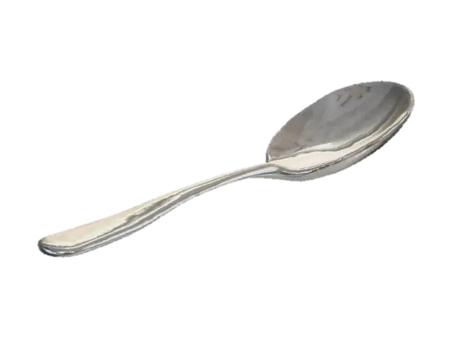 A soup-sized spoon, crafted entirely from polished stainless steel, exhibiting a… - Silverware 3D model, vytvořený pomocí AI