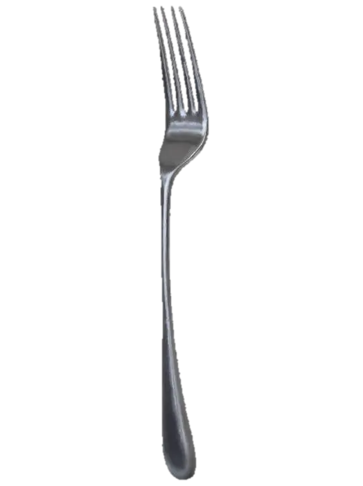 A pristine table fork, meticulously crafted from highly polished stainless steel. It… 3D model, vytvořený pomocí AI