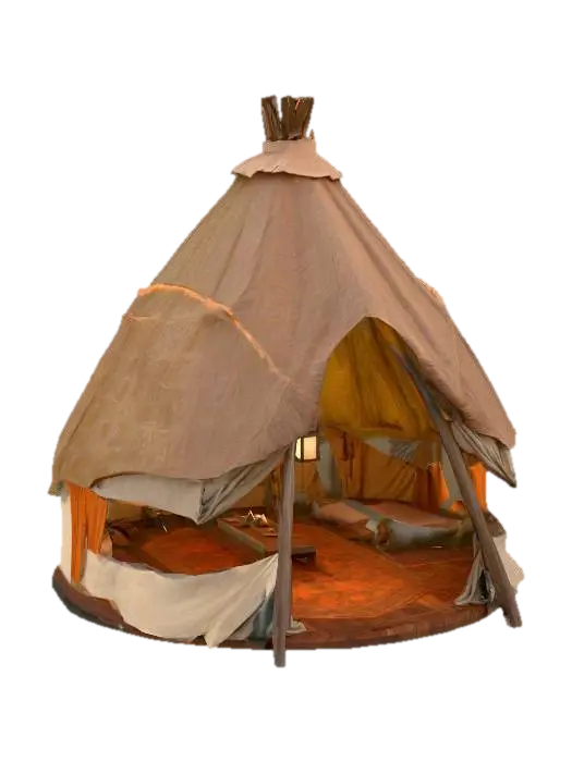 Tent, Medieval, Big tent, large, multiple rooms, large Nif, - Portable 3D model, vytvořený pomocí AI
