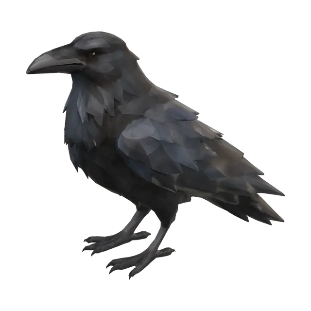 Low-Poly Raven - Polygon 3D model, vytvořený pomocí AI