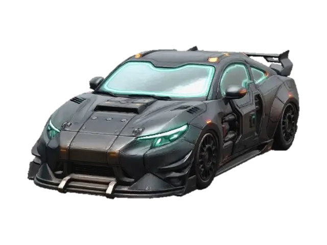 Armored Cyberwar - Hypercar 3D model, vytvořený pomocí AI