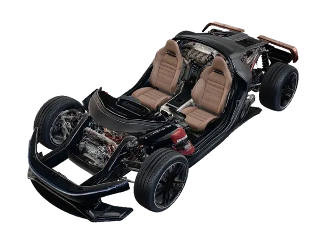 Open-Top Hypercar Cockpit 3D model, vytvořený pomocí AI