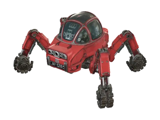 Model 3D Crimson Mech Walker, dijana oleh AI