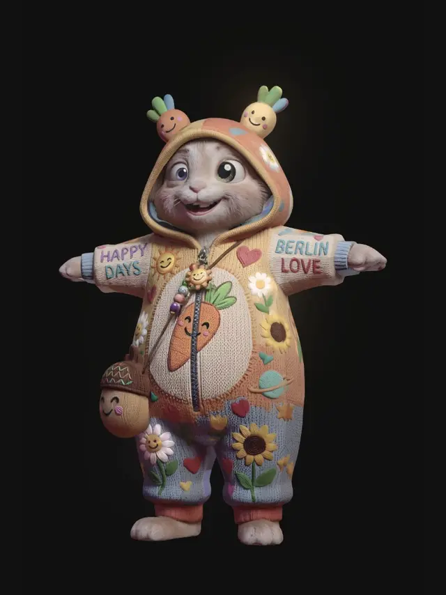 3D model for Sunny Patchwork Bunny