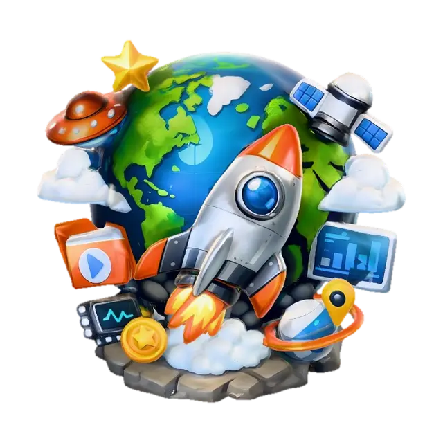 Global Launchpad - Launch 3D model, vytvořený pomocí AI