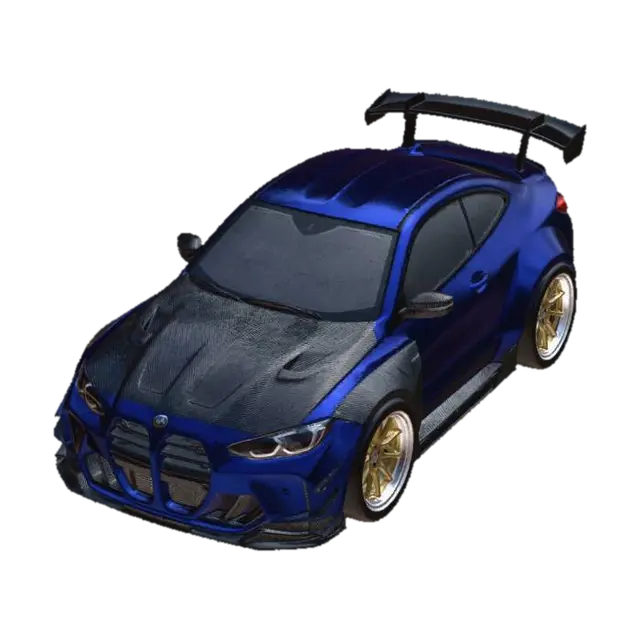 Blue Carbon Fury - Rally 3D model, vytvořený pomocí AI