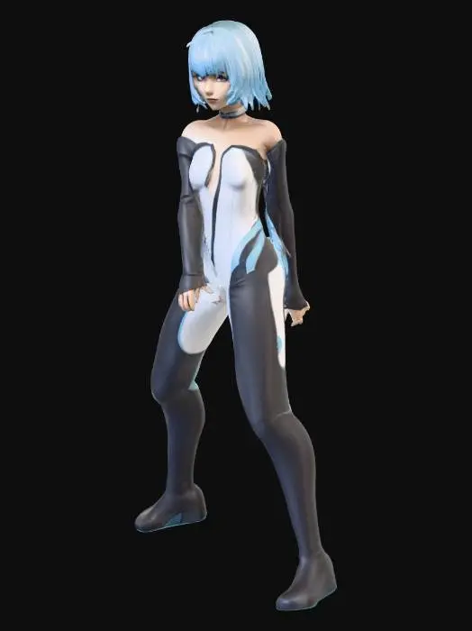 3D model for Blue-Hair-M5