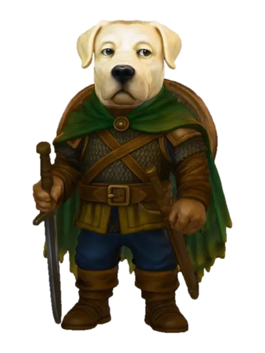 Knight Dog in Armor - Strahd 3D model, vytvořený pomocí AI