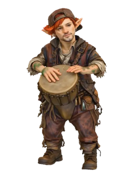 Drummer on the Docks - Strahd 3D model, vytvořený pomocí AI