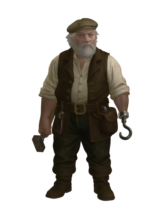 3D model for Grizzled Miner with Hammer and Hook