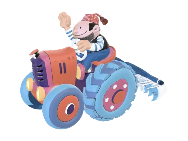 Cheerful Tractor Ride 3D model, vytvořený pomocí AI