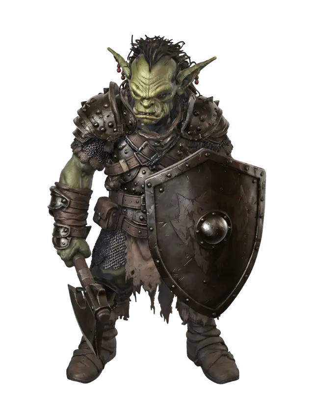 Hobgoblin Axeman 3D model, vytvořený pomocí AI