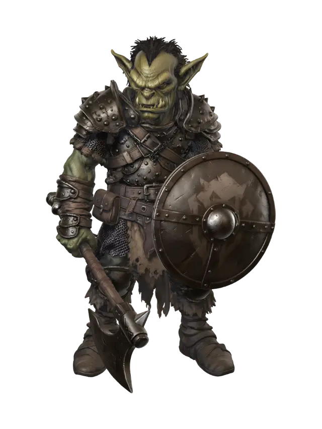 Hobgoblin Axeman 3D model, vytvořený pomocí AI