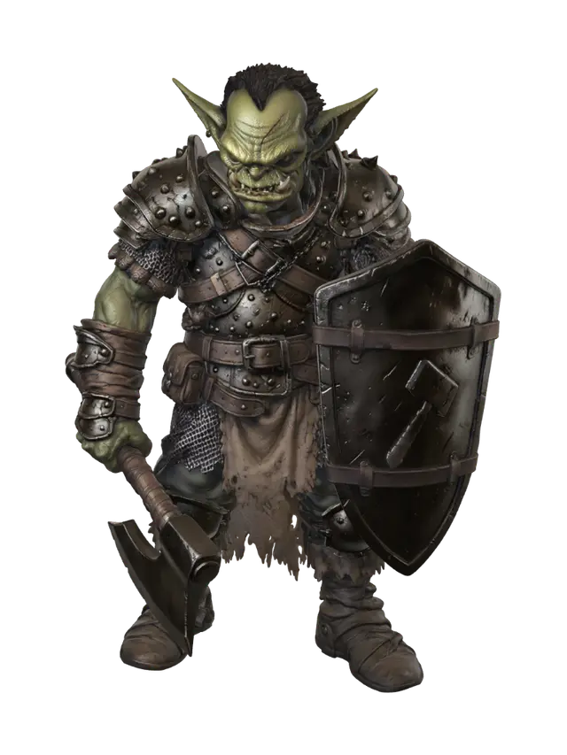 Hobgoblin Axeman 3D model, vytvořený pomocí AI