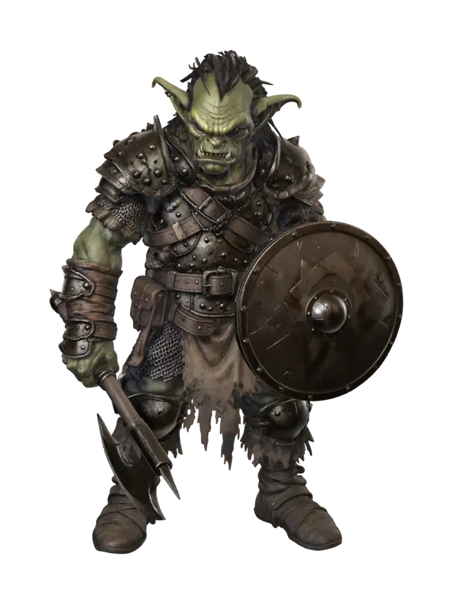 Ironfang Hobgoblin Axeman 3D model, vytvořený pomocí AI