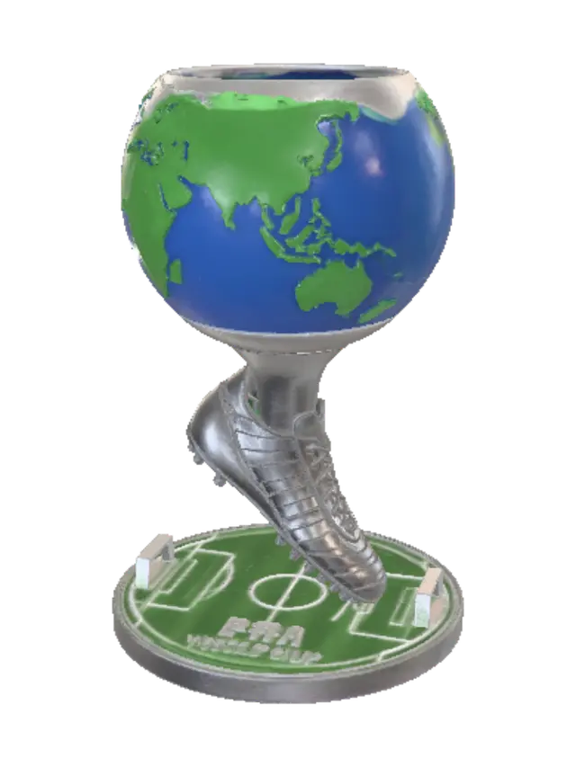 Create a trophy in the shape of a goblet. The bowl pirtion of tbe goblet will have… - Worldmap-3D-modell, genererad av AI