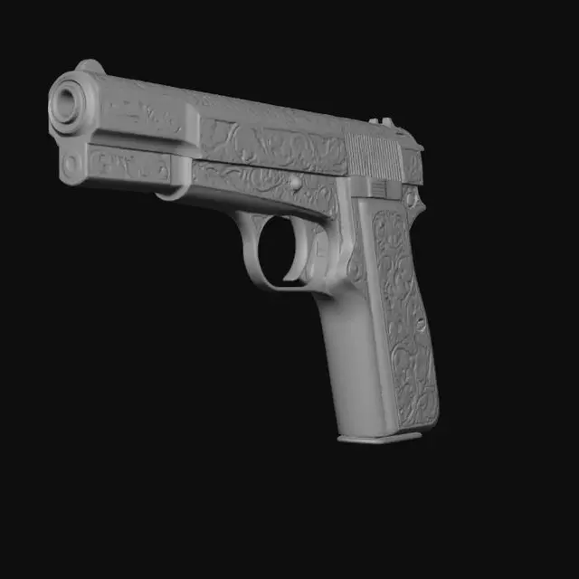 3D model for Floral Engraved Pearl-Grip Pistol
