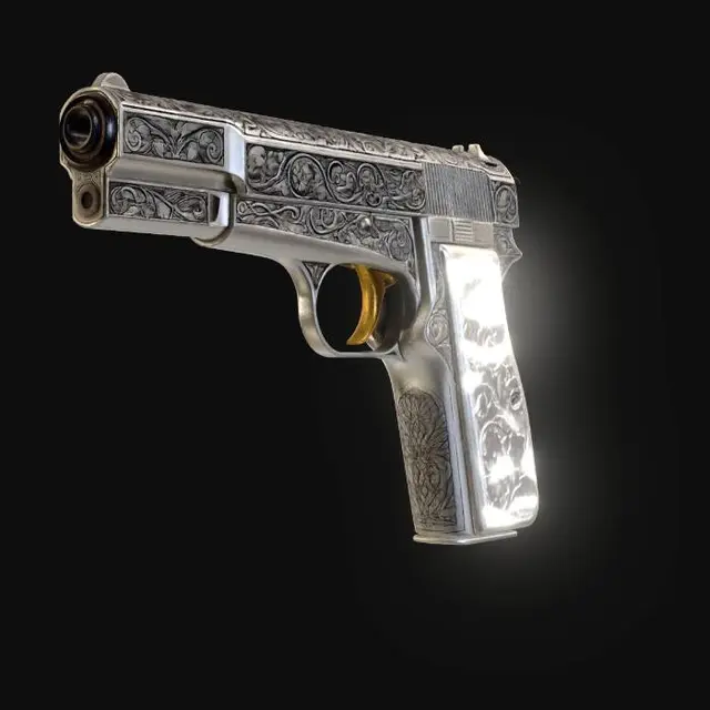3D model for Floral Engraved Pearl-Grip Pistol