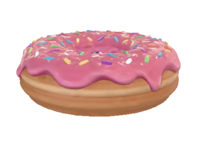 Pink Sprinkle Donut 3D model, vytvořený pomocí AI