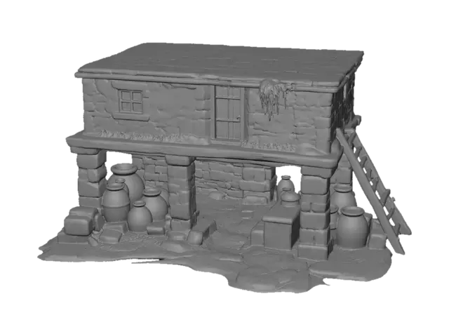 3D model for Abandoned Stone House on Stilts