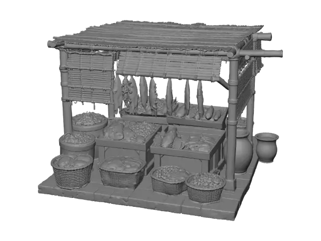 3D model for Timber Fish Market Stall