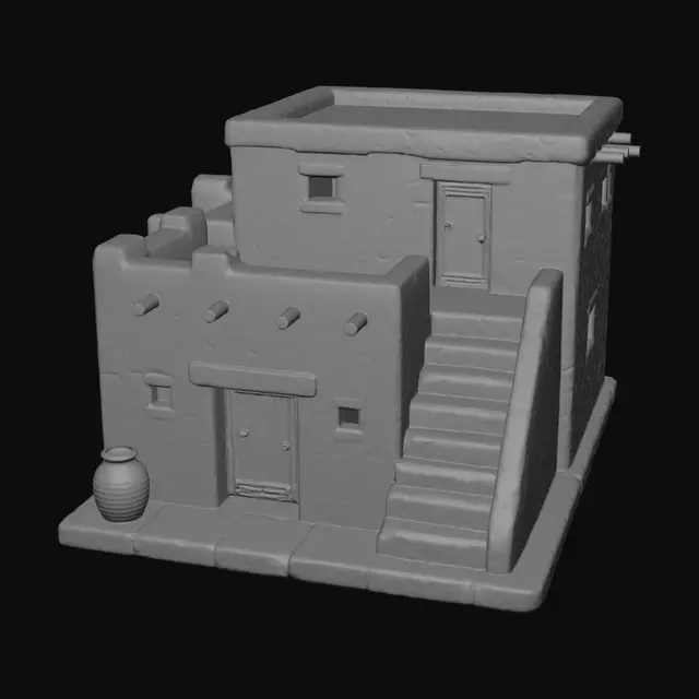 3D model for Terraced Desert Adobe House