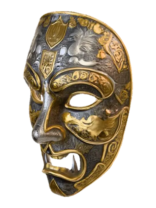3D model for Mittelalterliche Gesichtsmaske, verziert mit Gold und Silber, Gravuren