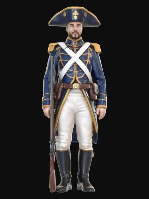 3D model for crear soldado epoca de colonizacion en Ecuador batalla del pichincha
