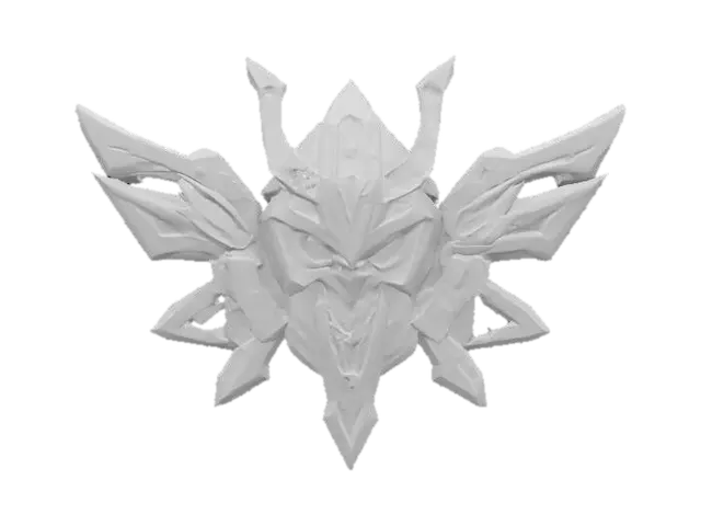 3D model for A high tech samurai emblem , it looks like a piece of armor and has glowing tech aspects , #emblem#