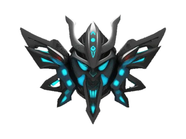 3D model for A high tech samurai emblem , it looks like a piece of armor and has glowing tech aspects , #emblem#