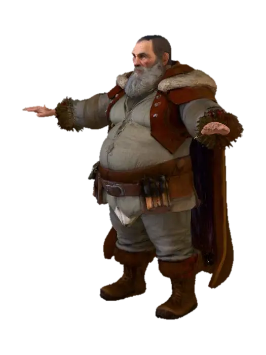 Old medieval man, normal size human. Hunter, lumberjack, mediumly fat. relaxed outfit… 3D model, vytvořený pomocí AI