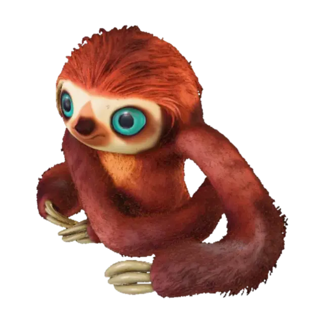 Cute Sloth Character - Croods 3D model, vytvořený pomocí AI