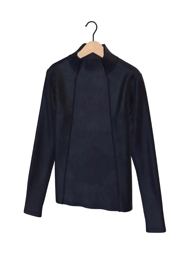 3D model for Navy Ribbed Coat on a Wooden Hanger